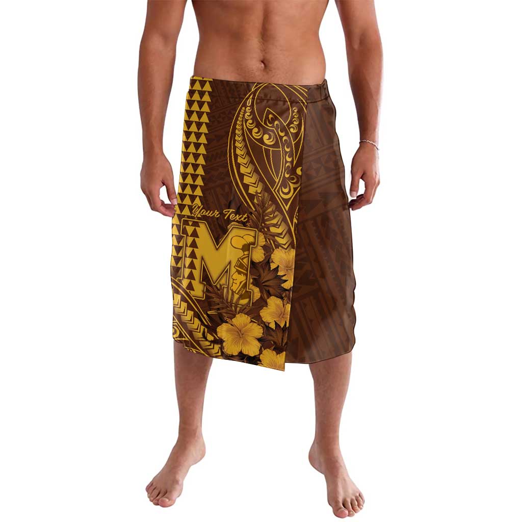 Personalised Hawaii Mililani High School Lavalava Tribal Tattoo With Hibiscus Flowers LT05 Brown - Polynesian Pride