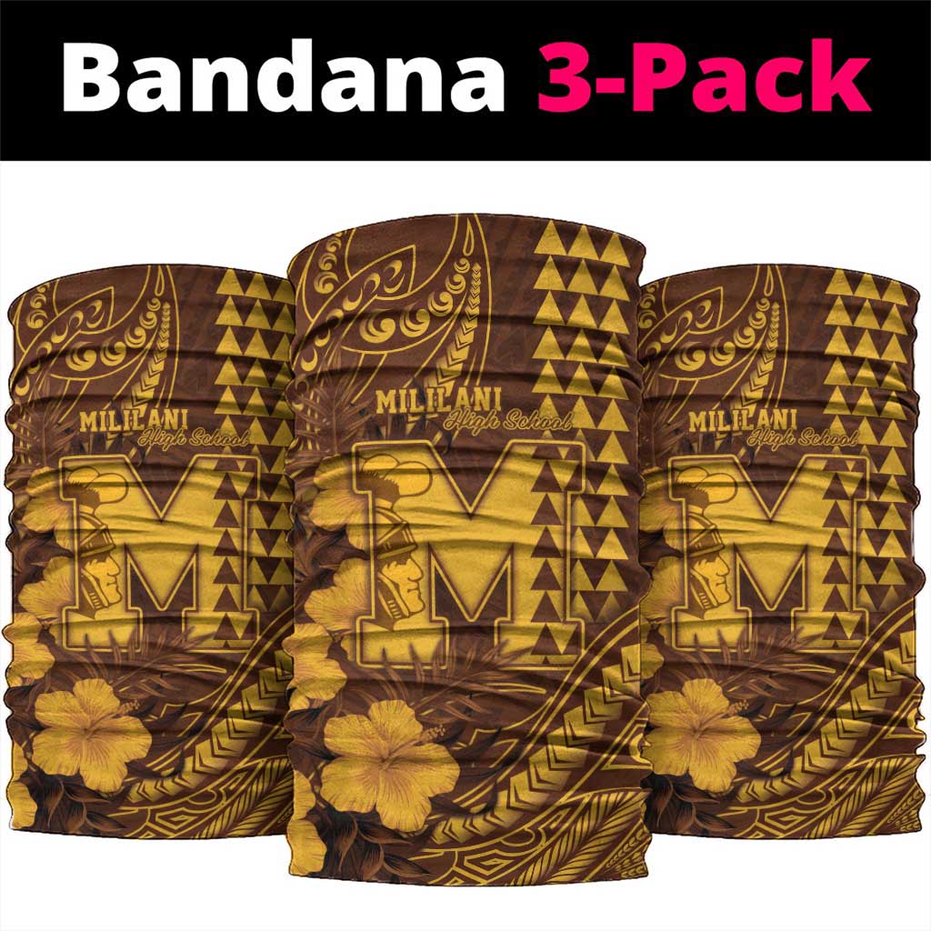 Hawaii Mililani High School Neck Gaiter Tribal Tattoo With Hibiscus Flowers