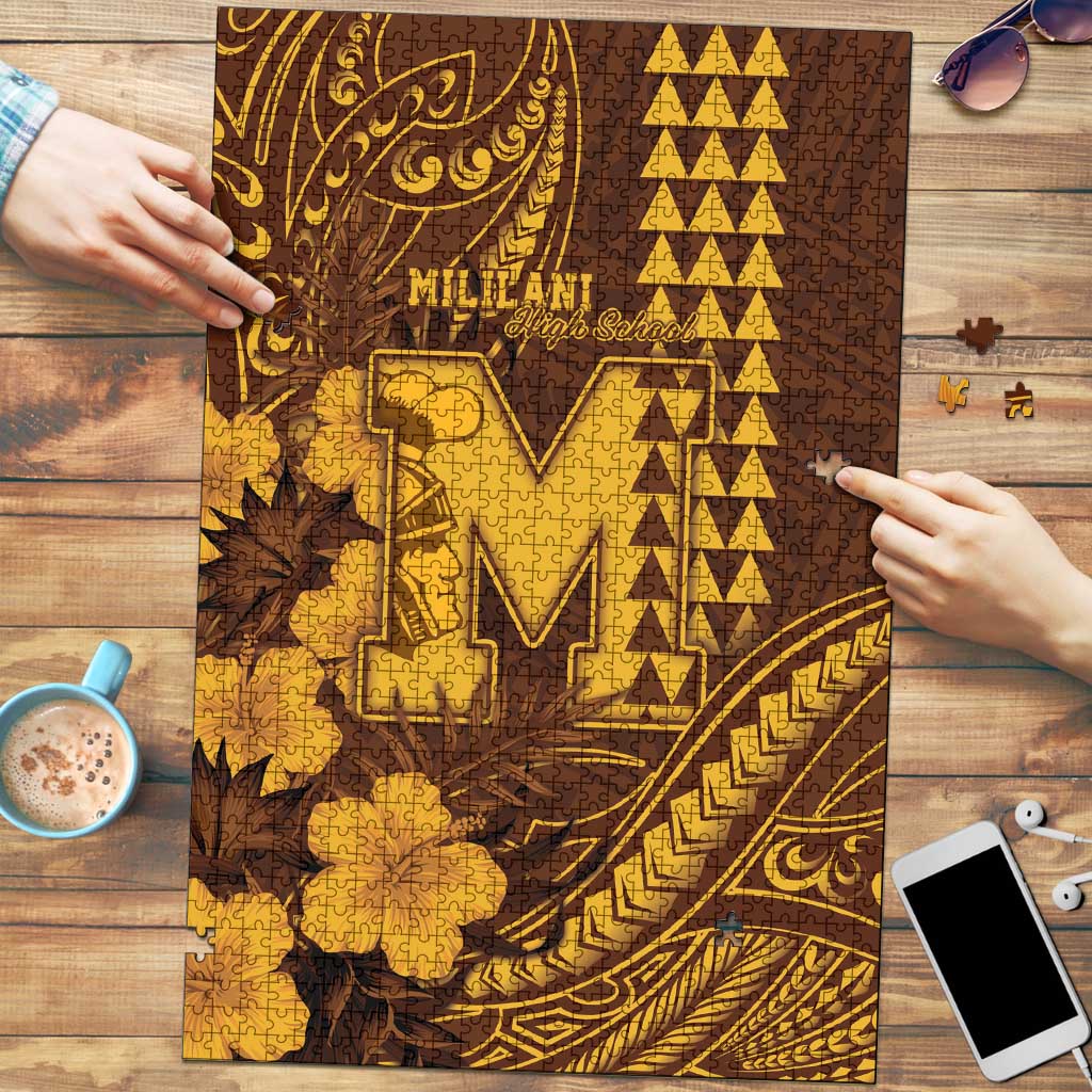 Hawaii Mililani High School Puzzle Tribal Tattoo With Hibiscus Flowers