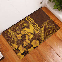Hawaii Mililani High School Rubber Doormat Tribal Tattoo With Hibiscus Flowers LT05 - Polynesian Pride