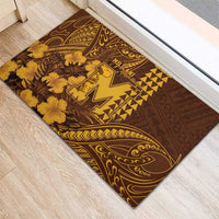 Hawaii Mililani High School Rubber Doormat Tribal Tattoo With Hibiscus Flowers LT05 - Polynesian Pride