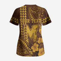 Personalised Hawaii Mililani High School Scrub Top Tribal Tattoo With Hibiscus Flowers LT05 - Polynesian Pride