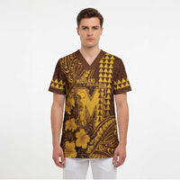 Personalised Hawaii Mililani High School Scrub Top Tribal Tattoo With Hibiscus Flowers LT05 - Polynesian Pride