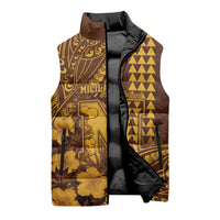 Personalised Hawaii Mililani High School Sleeveless Puffer Jacket Tribal Tattoo With Hibiscus Flowers LT05 - Polynesian Pride