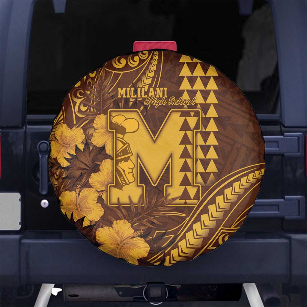 Hawaii Mililani High School Spare Tire Cover Tribal Tattoo With Hibiscus Flowers