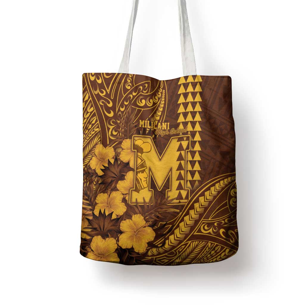 Hawaii Mililani High School Tote Bag Tribal Tattoo With Hibiscus Flowers LT05 - Polynesian Pride
