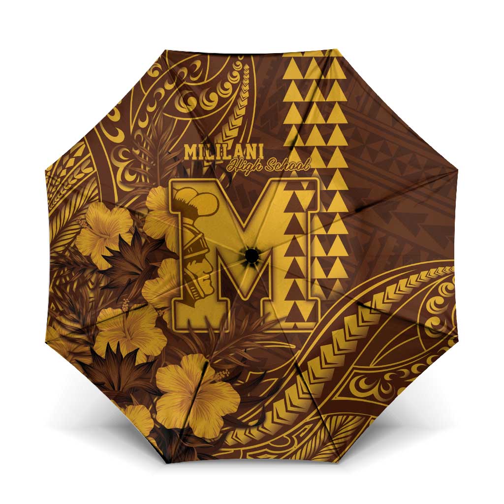 Hawaii Mililani High School Umbrella Tribal Tattoo With Hibiscus Flowers