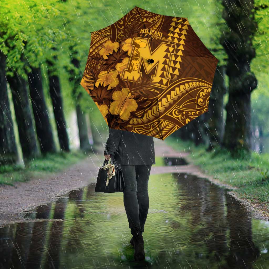 Hawaii Mililani High School Umbrella Tribal Tattoo With Hibiscus Flowers