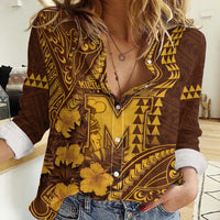 Personalised Hawaii Mililani High School Women Casual Shirt Tribal Tattoo With Hibiscus Flowers