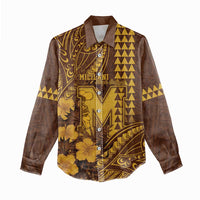 Personalised Hawaii Mililani High School Women Casual Shirt Tribal Tattoo With Hibiscus Flowers