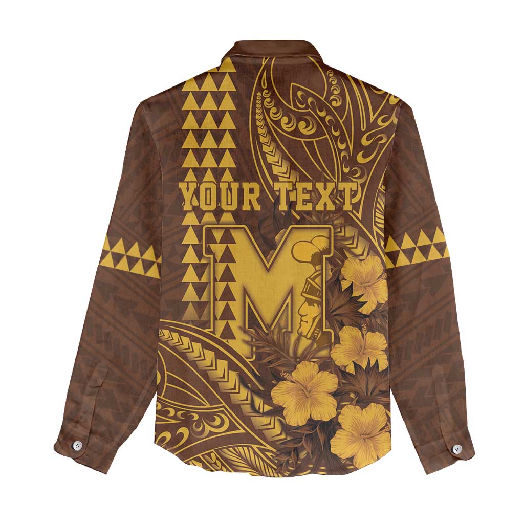 Personalised Hawaii Mililani High School Women Casual Shirt Tribal Tattoo With Hibiscus Flowers
