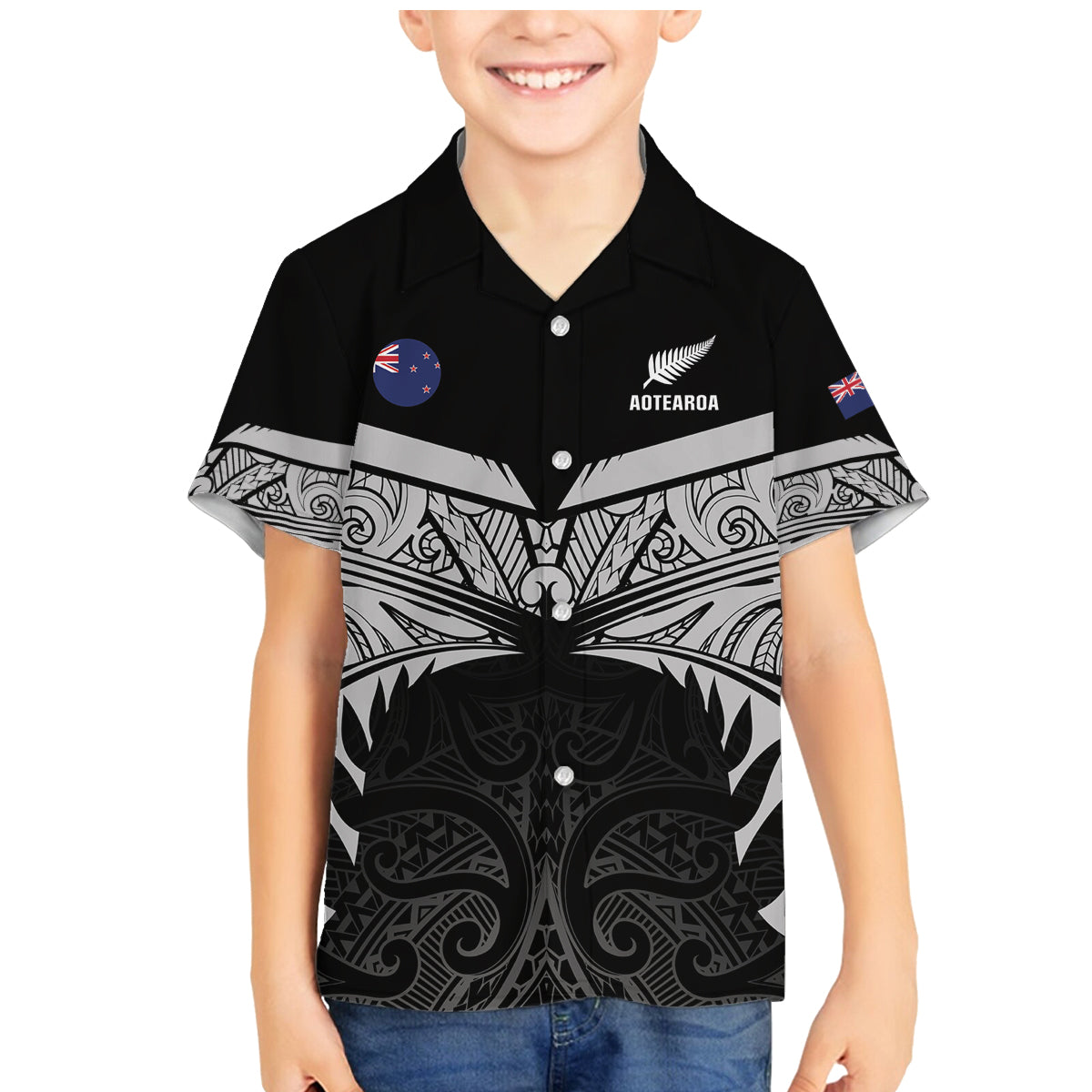 Custom New Zealand Cricket Family Matching Mermaid Dress and Hawaiian Shirt Go Champions World Cup 2024 With Maori Pattern