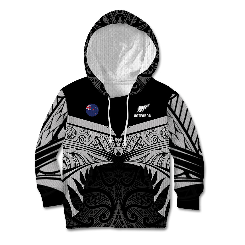 Custom New Zealand Cricket Kid Hoodie Go Champions World Cup 2024 With Maori Pattern LT05 Hoodie Black - Polynesian Pride