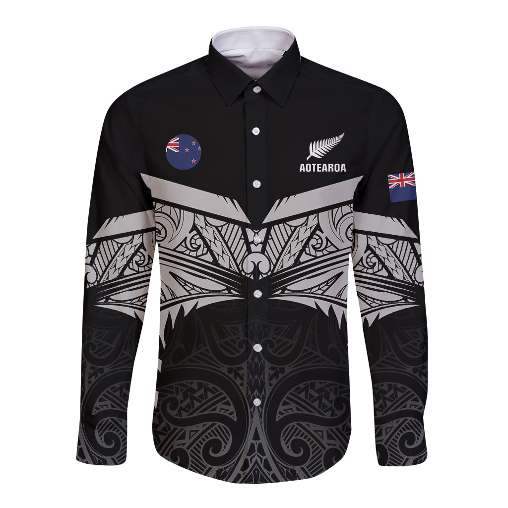 Custom New Zealand Cricket Long Sleeve Button Shirt Go Champions World Cup 2024 With Maori Pattern