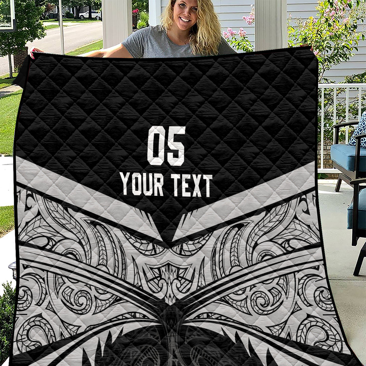 Custom New Zealand Cricket Quilt Go Champions World Cup 2024 With Maori Pattern LT05 Black - Polynesian Pride