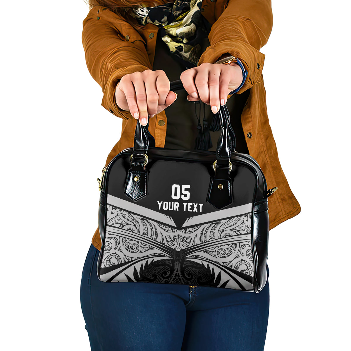 Custom New Zealand Cricket Shoulder Handbag Go Champions World Cup 2024 With Maori Pattern LT05 One Size Black - Polynesian Pride