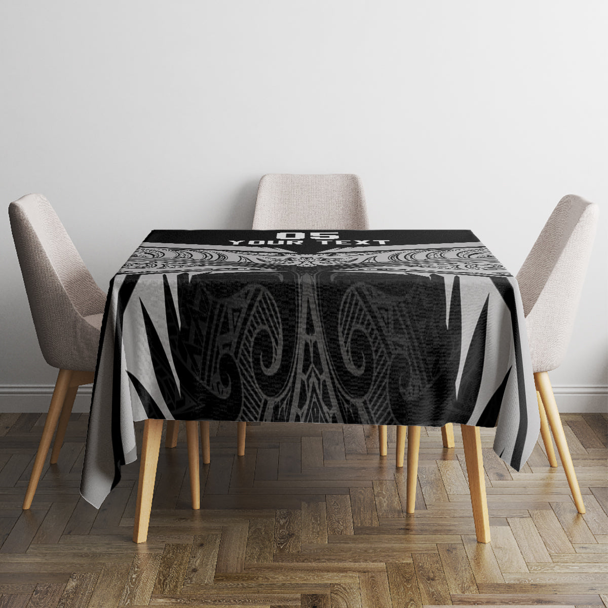 Custom New Zealand Cricket Tablecloth Go Champions World Cup 2024 With Maori Pattern