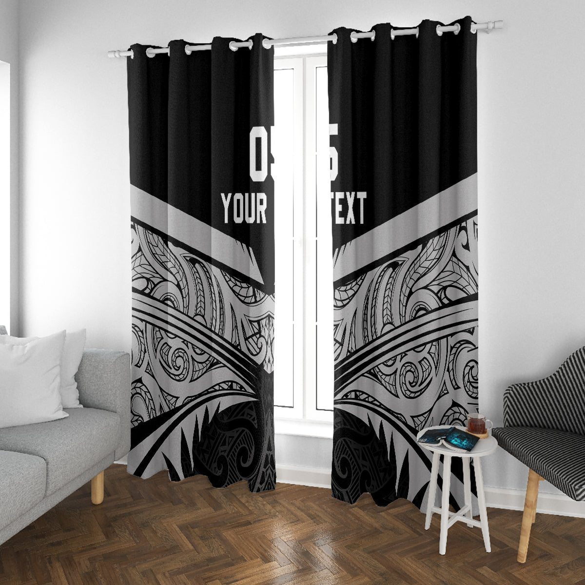 Custom New Zealand Cricket Window Curtain Go Champions World Cup 2024 With Maori Pattern