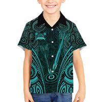 Personalised New Zealand Darts Family Matching Off Shoulder Maxi Dress and Hawaiian Shirt Turquoise Dart Board Maori Pattern