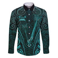 Personalised New Zealand Darts Family Matching Short Sleeve Bodycon Dress and Hawaiian Shirt Turquoise Dart Board Maori Pattern