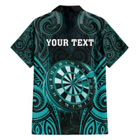 Personalised New Zealand Darts Family Matching Summer Maxi Dress and Hawaiian Shirt Turquoise Dart Board Maori Pattern