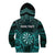 Personalised New Zealand Darts Kid Hoodie Turquoise Dart Board Maori Pattern