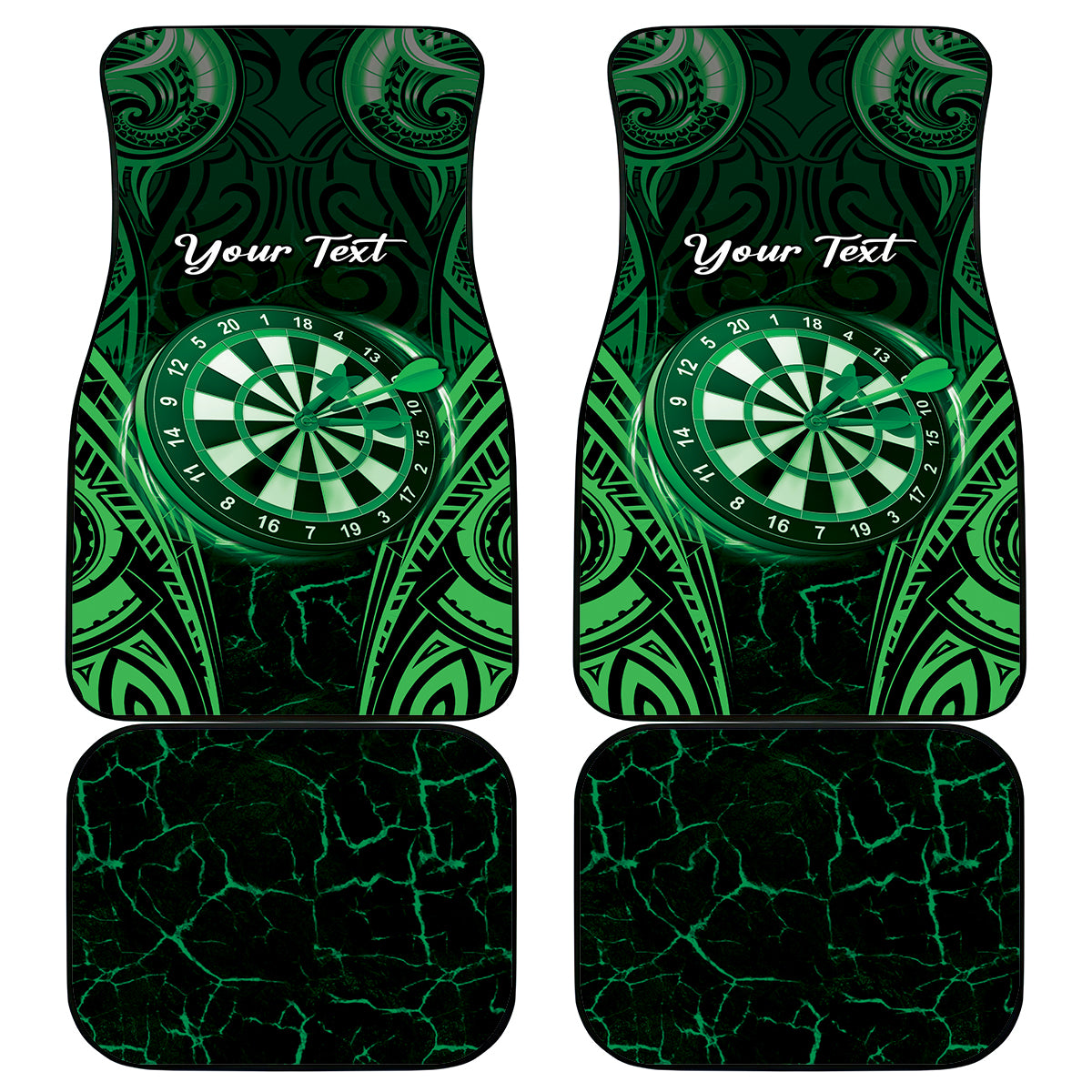 Personalised New Zealand Darts Car Mats Green Dart Board Maori Pattern