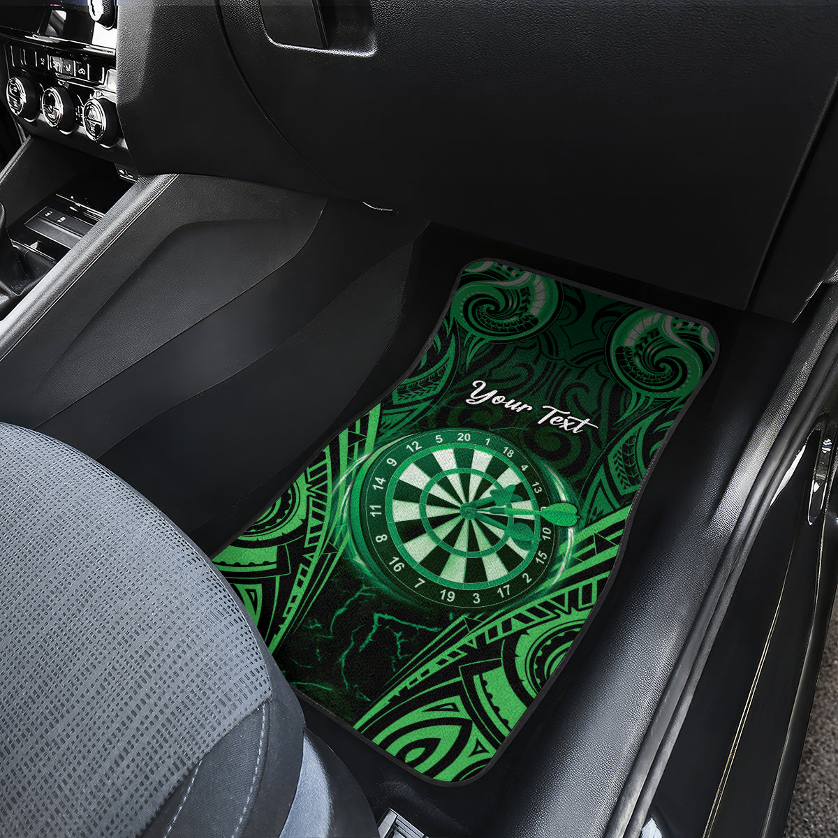 Personalised New Zealand Darts Car Mats Green Dart Board Maori Pattern