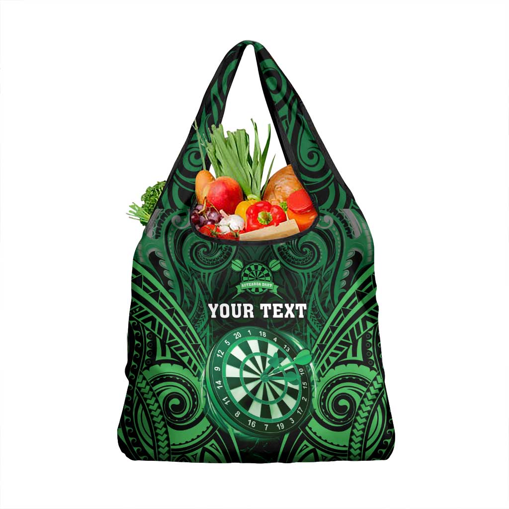 New Zealand Darts Personalised Grocery Bag Green Dart Board Maori Pattern