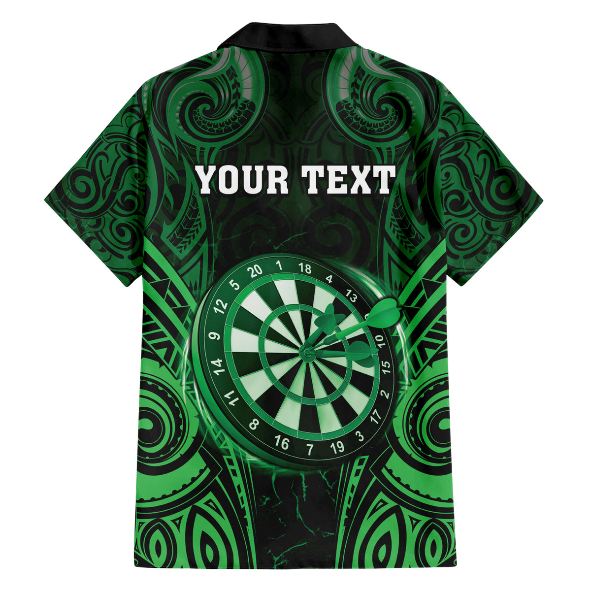 Personalised New Zealand Darts Hawaiian Shirt Green Dart Board Maori Pattern
