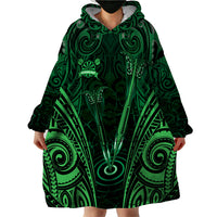 Personalised New Zealand Darts Wearable Blanket Hoodie Green Dart Board Maori Pattern