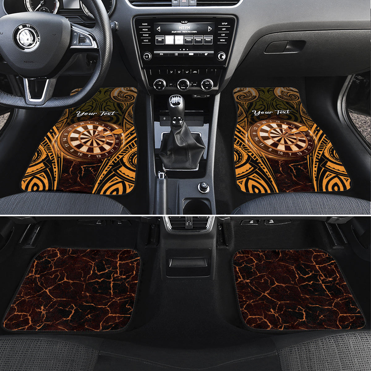 Personalised New Zealand Darts Car Mats Gold Dart Board Maori Pattern