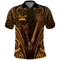 Personalised New Zealand Darts Polo Shirt Gold Dart Board Maori Pattern