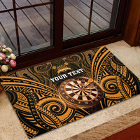 Personalised New Zealand Darts Rubber Doormat Gold Dart Board Maori Pattern