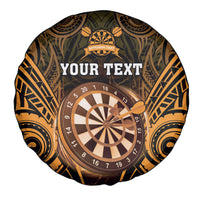 Personalised New Zealand Darts Spare Tire Cover Gold Dart Board Maori Pattern