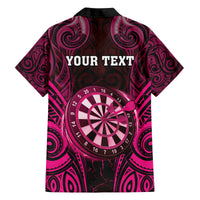 Personalised New Zealand Darts Family Matching Puletasi and Hawaiian Shirt Pink Dart Board Maori Pattern