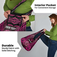 New Zealand Darts Personalised Grocery Bag Pink Dart Board Maori Pattern