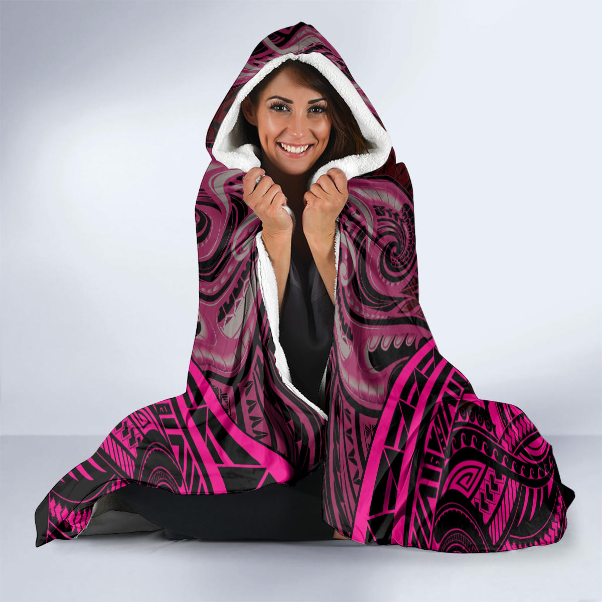 Personalised New Zealand Darts Hooded Blanket Pink Dart Board Maori Pattern
