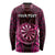 Personalised New Zealand Darts Long Sleeve Shirt Pink Dart Board Maori Pattern