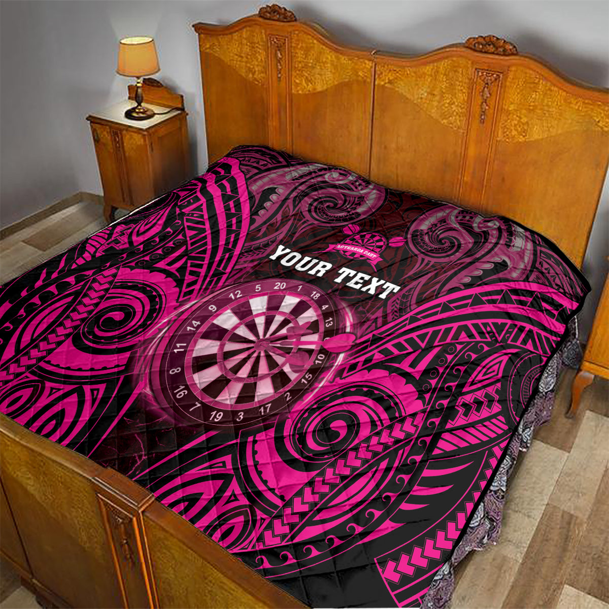 Personalised New Zealand Darts Quilt Pink Dart Board Maori Pattern