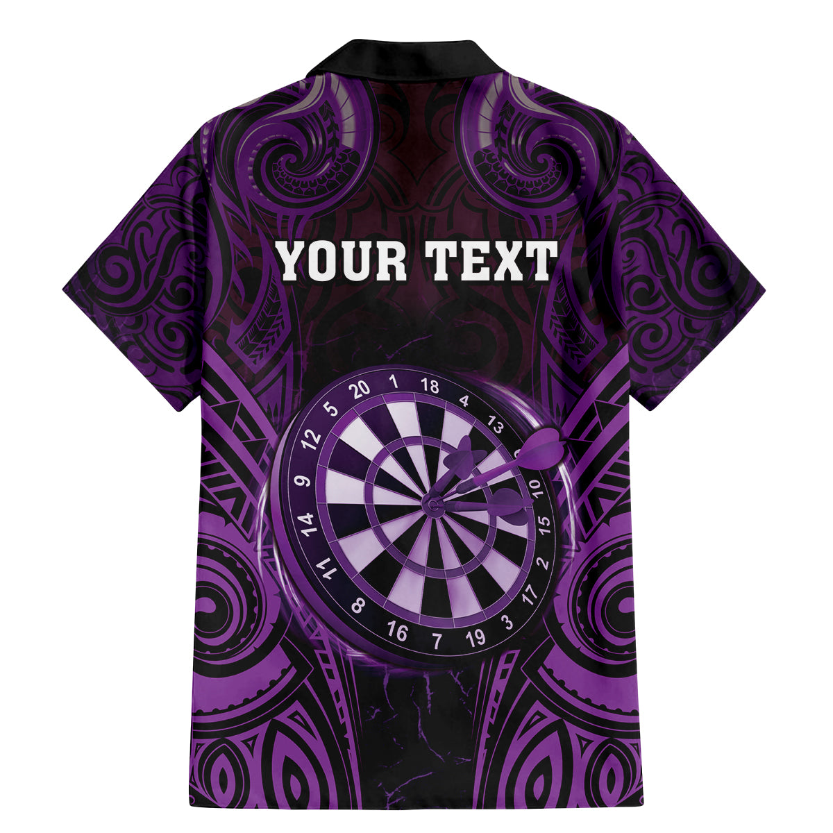 Personalised New Zealand Darts Family Matching Mermaid Dress and Hawaiian Shirt Purple Dart Board Maori Pattern