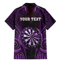 Personalised New Zealand Darts Family Matching Mermaid Dress and Hawaiian Shirt Purple Dart Board Maori Pattern
