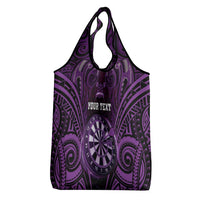 New Zealand Darts Personalised Grocery Bag Purple Dart Board Maori Pattern