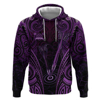 Personalised New Zealand Darts Hoodie Purple Dart Board Maori Pattern