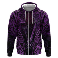 Personalised New Zealand Darts Hoodie Purple Dart Board Maori Pattern