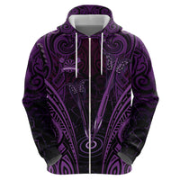 Personalised New Zealand Darts Hoodie Purple Dart Board Maori Pattern