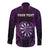 Personalised New Zealand Darts Long Sleeve Button Shirt Purple Dart Board Maori Pattern