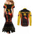 Custom Papua New Guinea Cricket Couples Matching Mermaid Dress and Long Sleeve Button Shirt 2024 World Cup