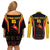 Custom Papua New Guinea Cricket Couples Matching Off Shoulder Short Dress and Long Sleeve Button Shirt 2024 World Cup