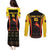 Custom Papua New Guinea Cricket Couples Matching Puletasi and Long Sleeve Button Shirt 2024 World Cup